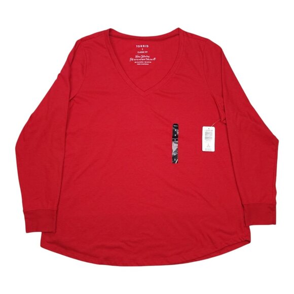 Torrid 2X Long Sleeve Girlfriend Tee Classic Fit 65% Polyester 35% Cotton V-Neck - Picture 6 of 6